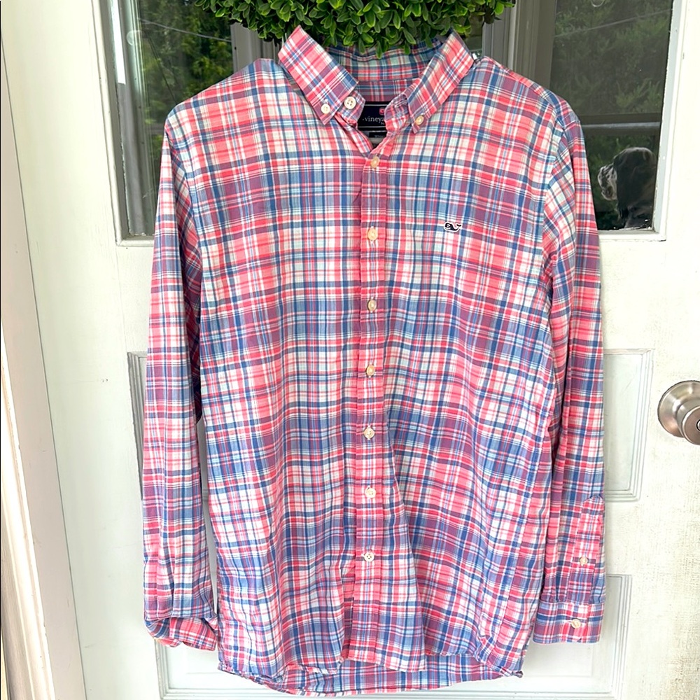 Vineyard Vines Red and Blue Casual Button Down Shirt